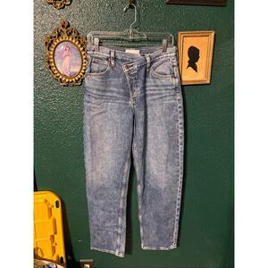 GAP WASHED BLUE CROSSOVER STRAIGHT LEG Jeans Womens 27/4  Denim Boho Retro